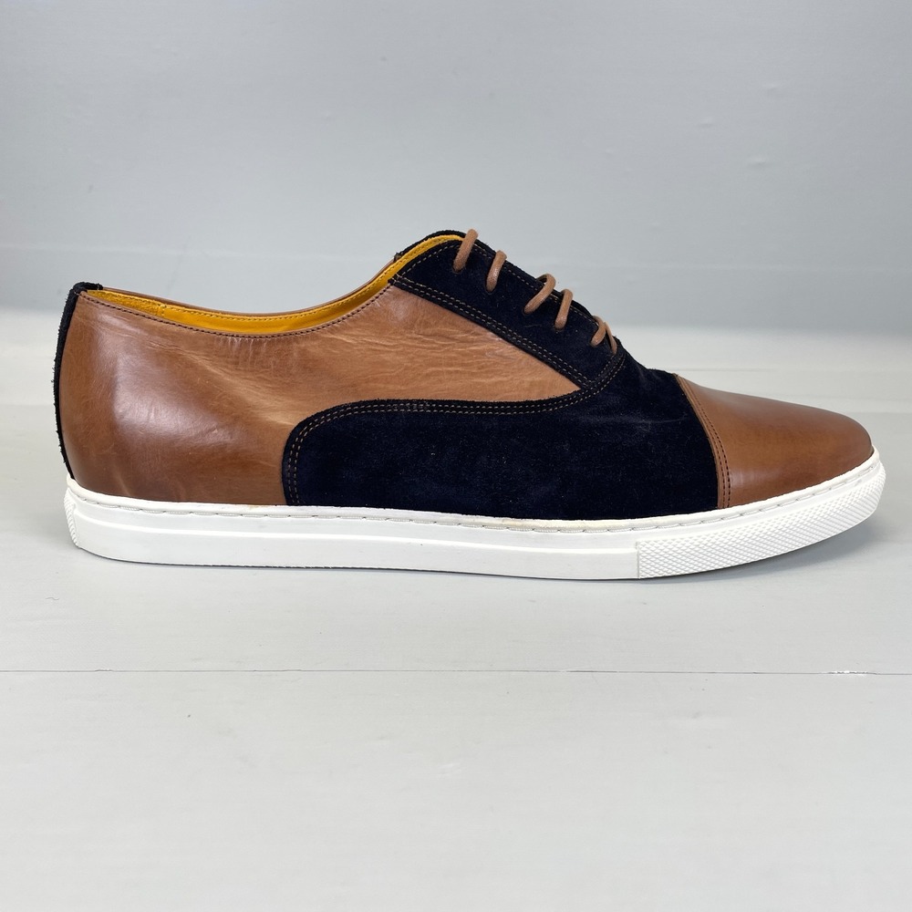 UNDANDY Two-Tone Oxford Shoes Mens Size 44 US 11 Brown Black Suede Leather Dress